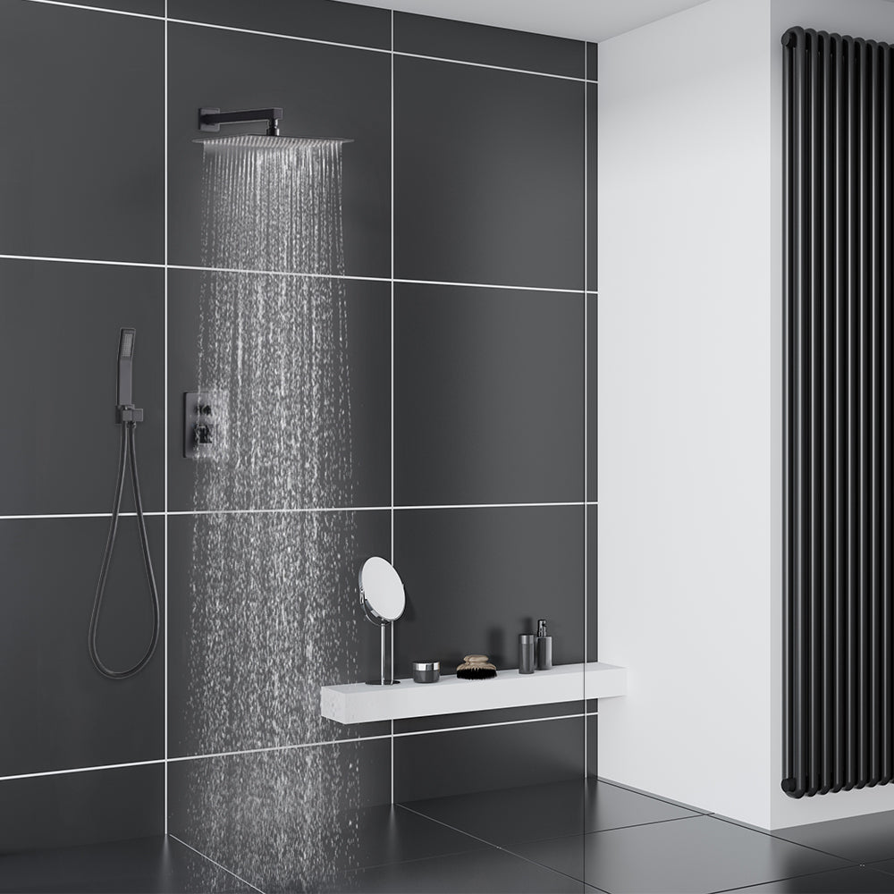 DL-08068QH- Gun Grey square shower Head with Handheld shower set