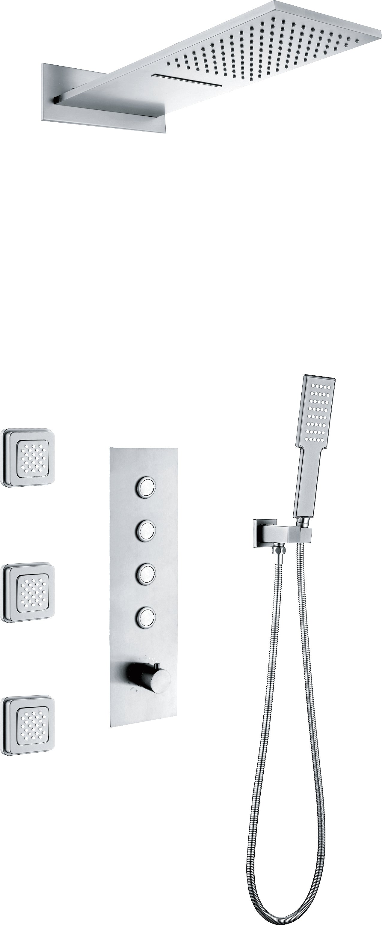 3AH4B092J4- Three Function Chrome Square shower head with Handheld shower set