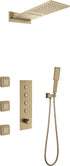 3AH4B092J4-J Three Function Brushed Gold Square shower head with Handheld shower set