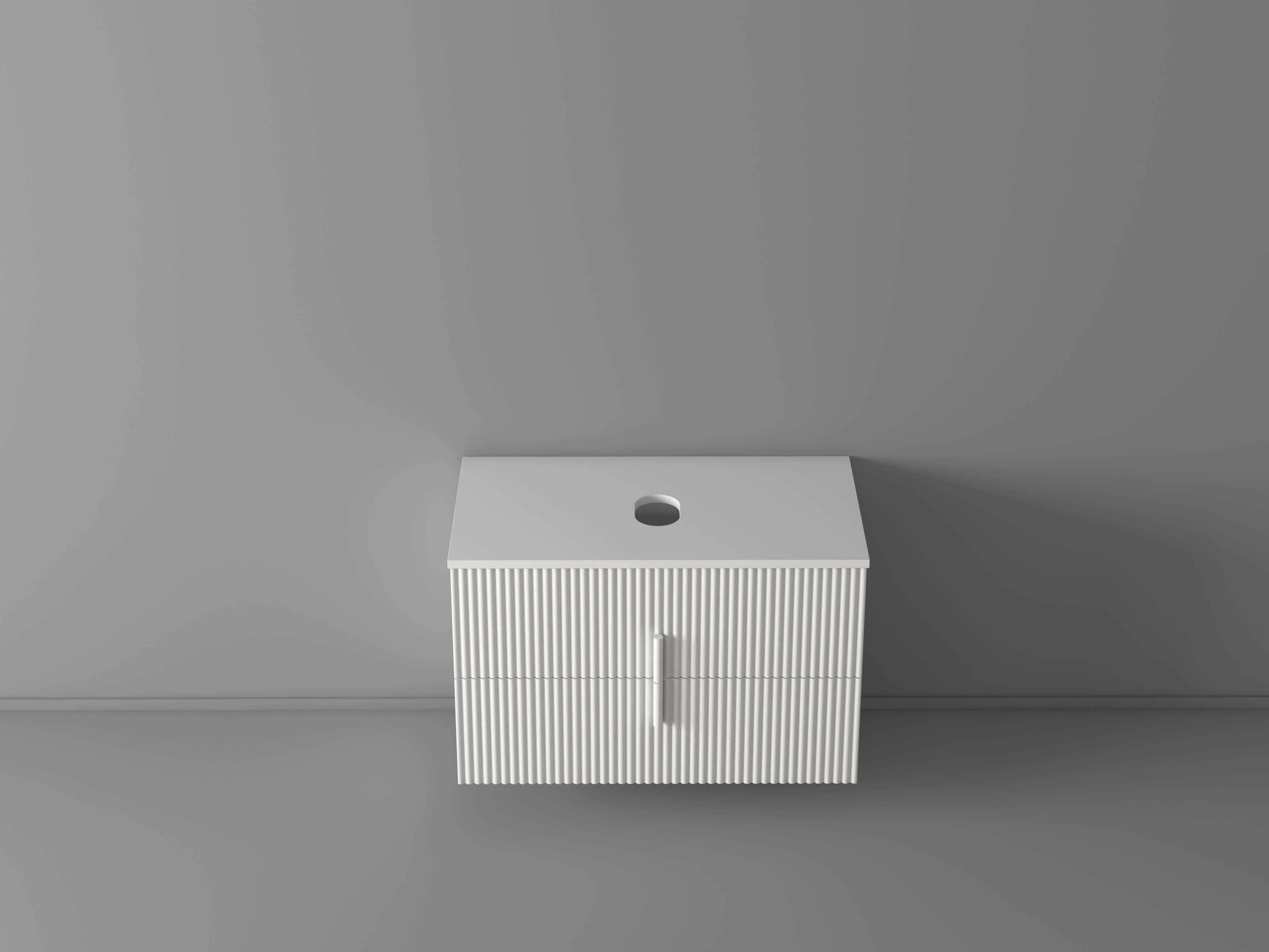 KL810882C-900 Apollo Fluted Matt White Handle Pull Vanity with 10mm Corian Counter top