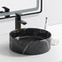9660 P-341 Round Fluted Black Marble with Golden & Silver Art Ceramic Basin