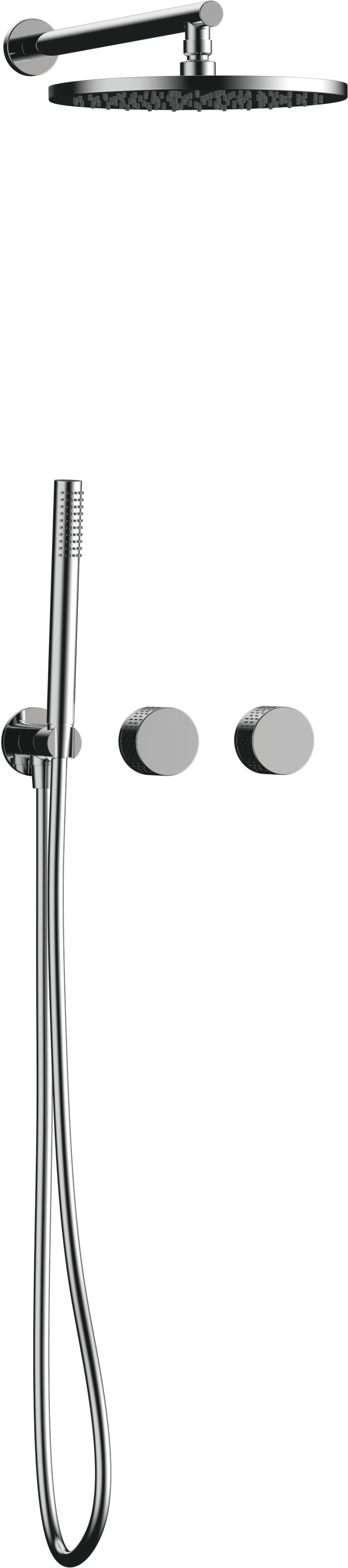 A1212A Chrome Wall Mounted Round shower with Handheld shower set
