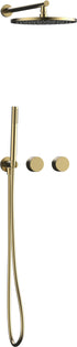 A1212F Brushed Gold Wall Mounted Round shower with Handheld shower set