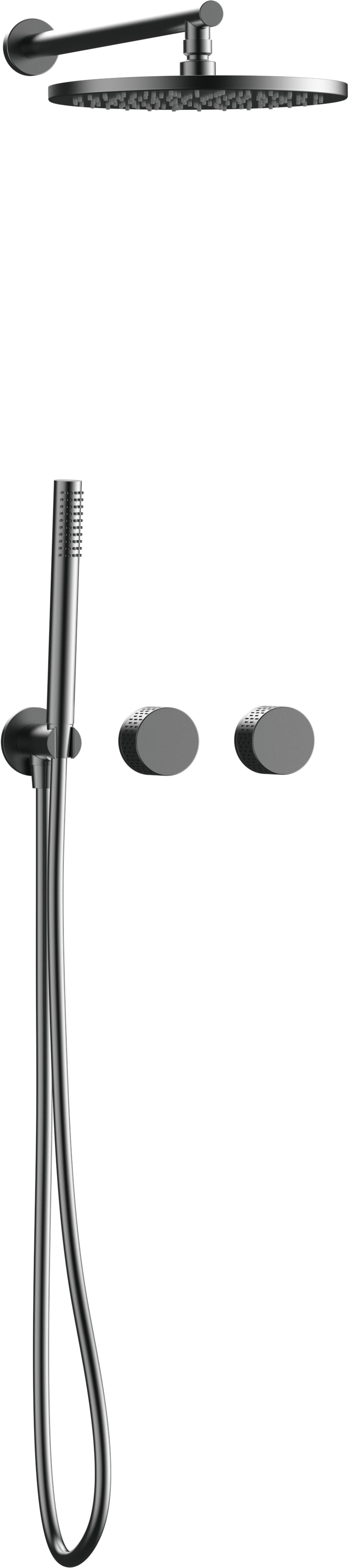 A1212G Matt Grey Wall Mounted Round shower with Handheld shower set