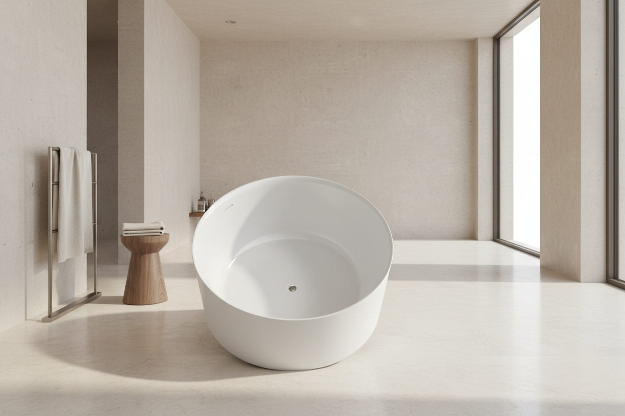 AM-008C Glossy white Round Freestanding Bathtub