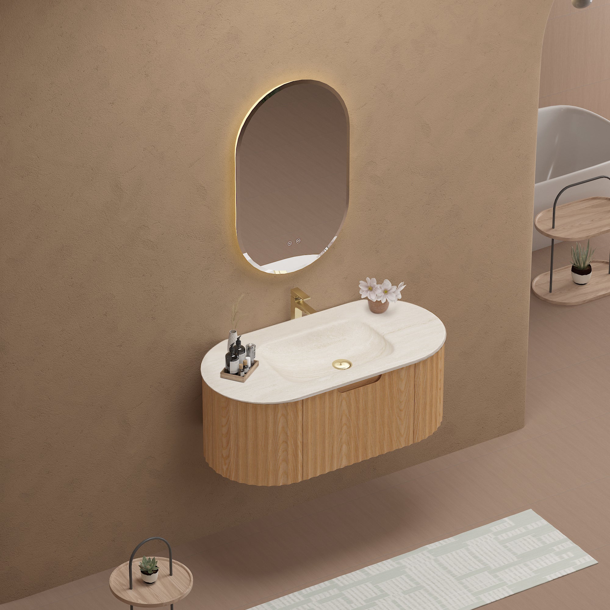 AS813046A-1000 Apollo Vanity roman seal sintered stone integratred basin