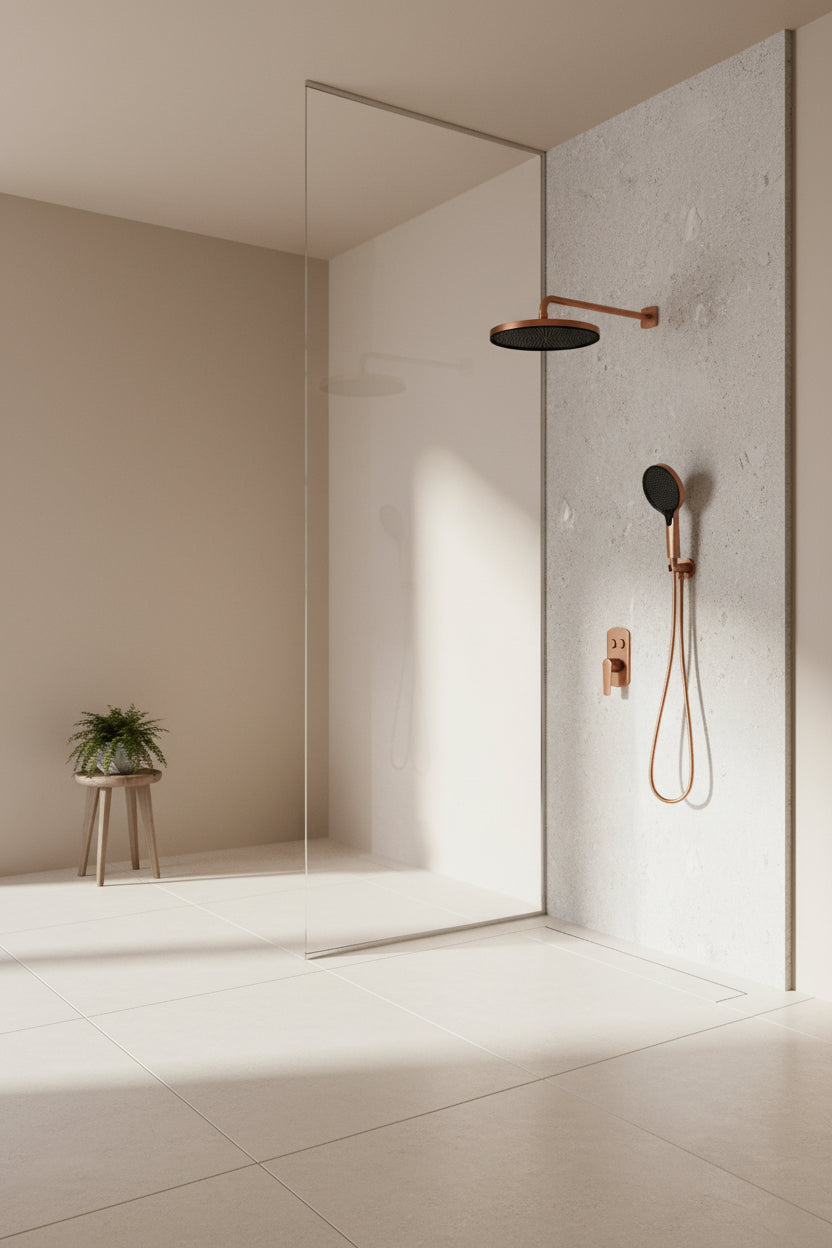 Rose gold round shower head with handheld shower set