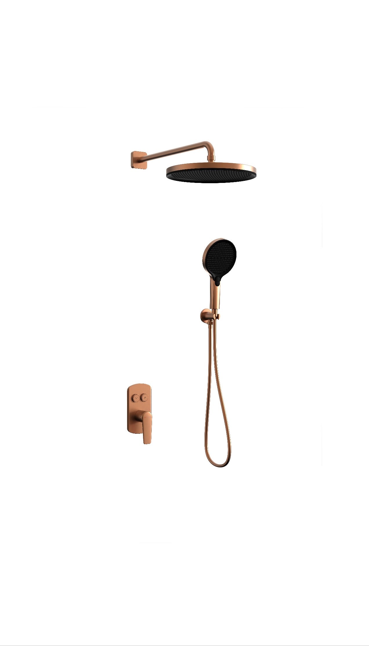 0608LM Rose Gold Round Shower Head with Handheld shower set