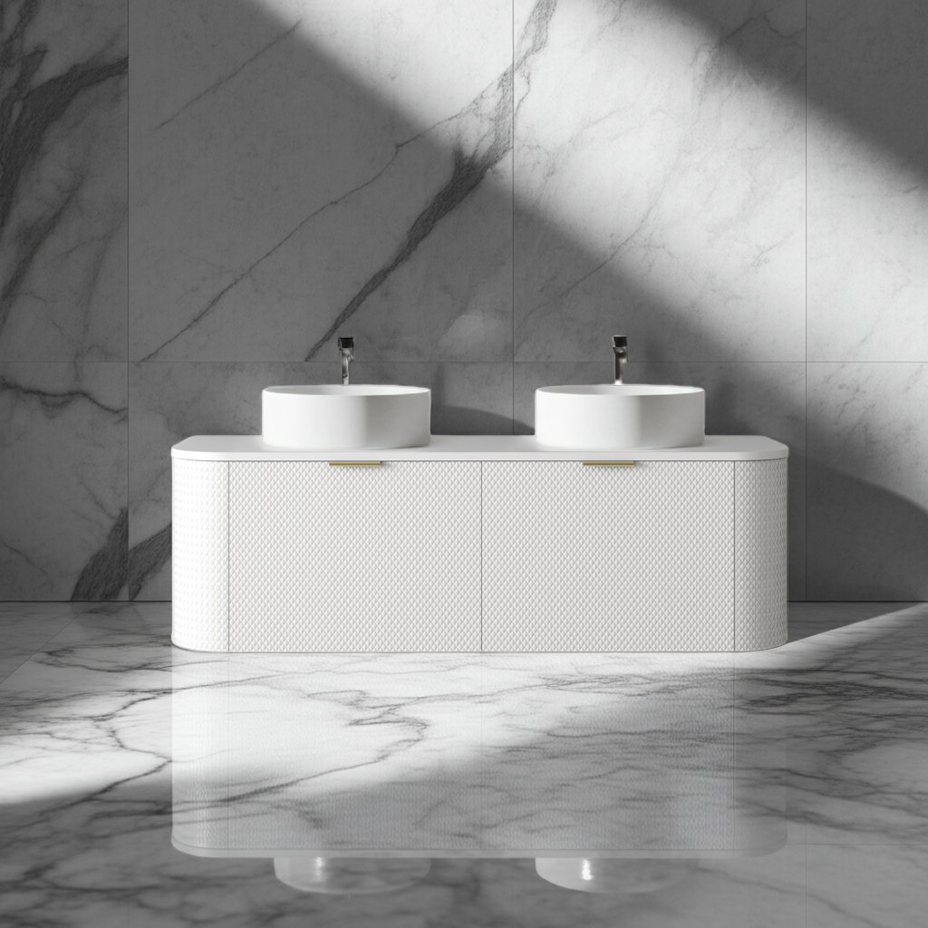 KL810973-1500 Apollo Matt White Luxury Vanity with Corian Counter top