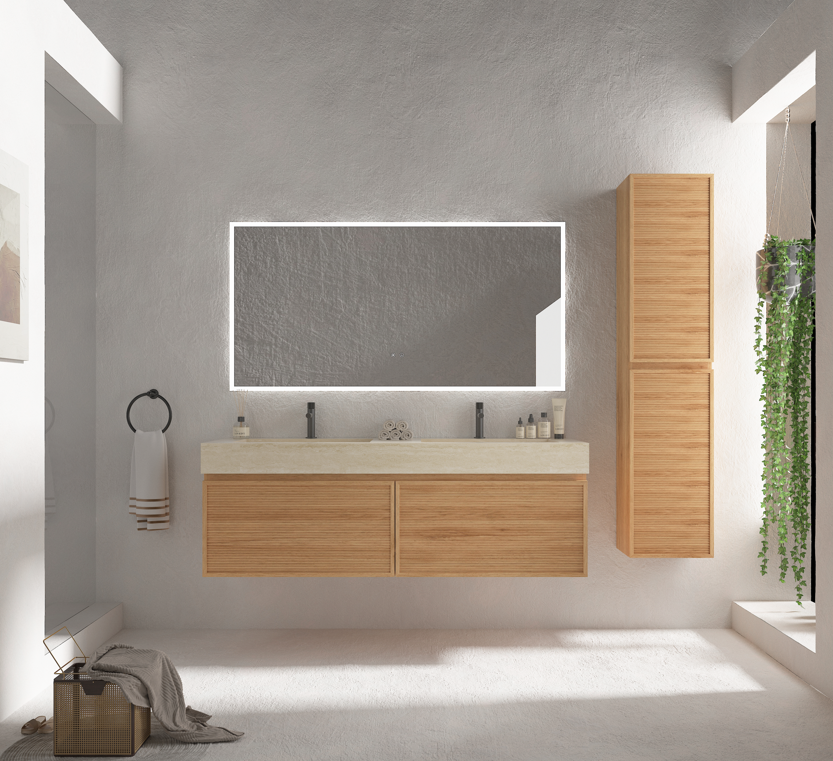 KL813026 1500 Apollo Vanity Travertine sintered stone basin