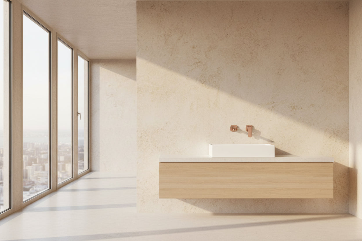 0607LM Matt Rose Gold Wall mounted Bathtub & Basin mixer Tap