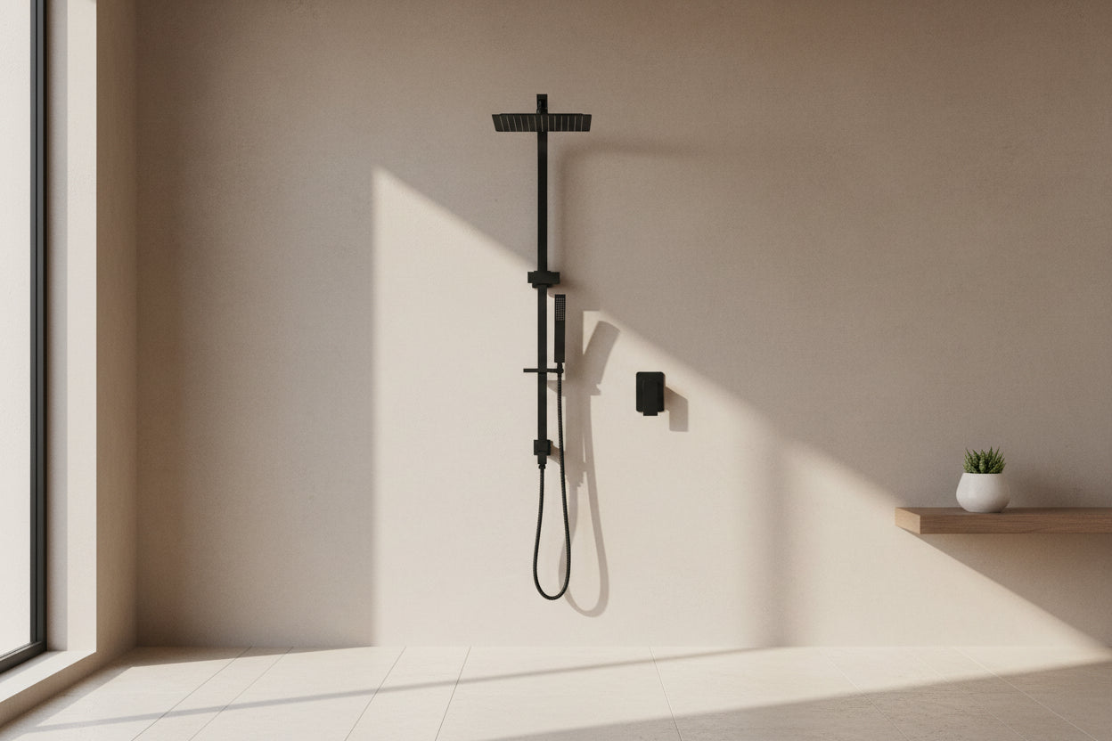 Black square full combination shower set