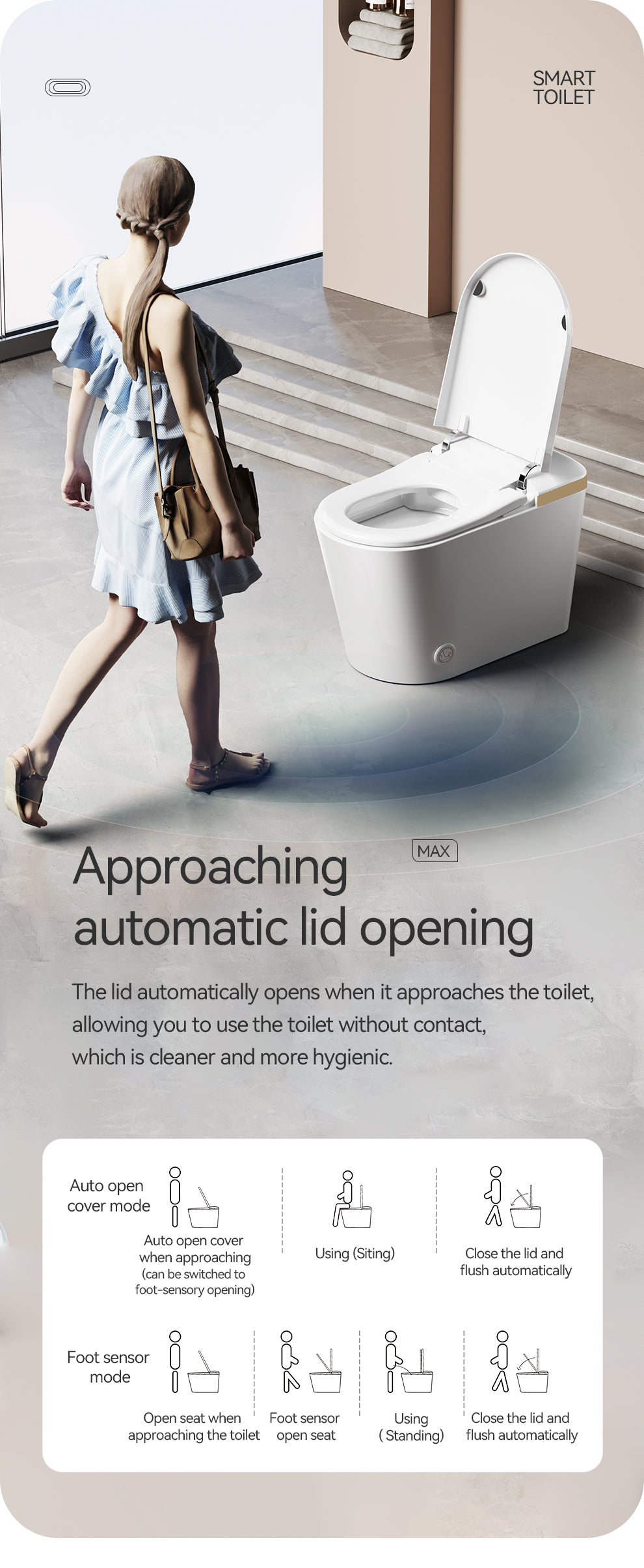U8 Apollo Smart Toilet Bidet with Foam shield, One-piece Tankless, Heated seat, Auto Flush & LED Display