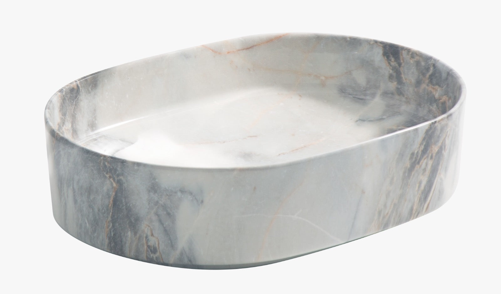 9720A-P146 Grey white Marble with Golden and silver art Ceramic Basin